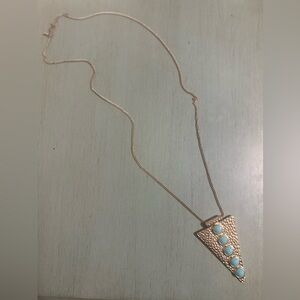 J. Crew Factory Gold Necklace with Turquoise Accents